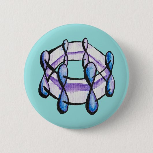 Benzene Molecule Waterverf Organic Chemistry Art Ronde Button 5,7 Cm (Voorkant)