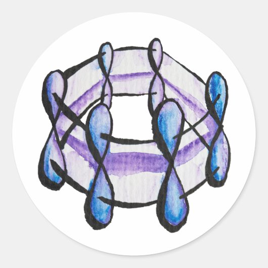 Benzene Molecule Waterverf Organic Chemistry Art Ronde Sticker (Voorkant)