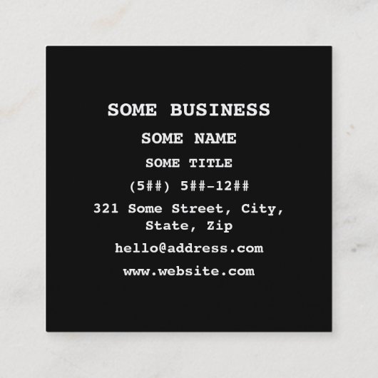 BENZENE RING SYMBOL VIERKANTE VISITEKAARTJE (Achterkant)