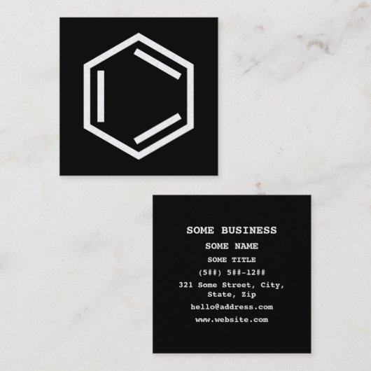 BENZENE RING SYMBOL VIERKANTE VISITEKAARTJE (Voorkant / Achterkant)