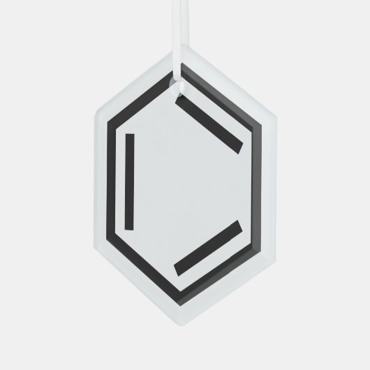 BENZENE RING SYMBOOL GLAS ORNAMENT (Voorkant links)