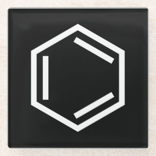 BENZENE RING SYMBOOL GLAZEN ONDERZETTER