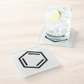 BENZENE RING SYMBOOL GLAZEN ONDERZETTER (Schuin)