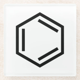 BENZENE RING SYMBOOL GLAZEN ONDERZETTER