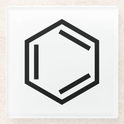 BENZENE RING SYMBOOL GLAZEN ONDERZETTER (Voorkant)
