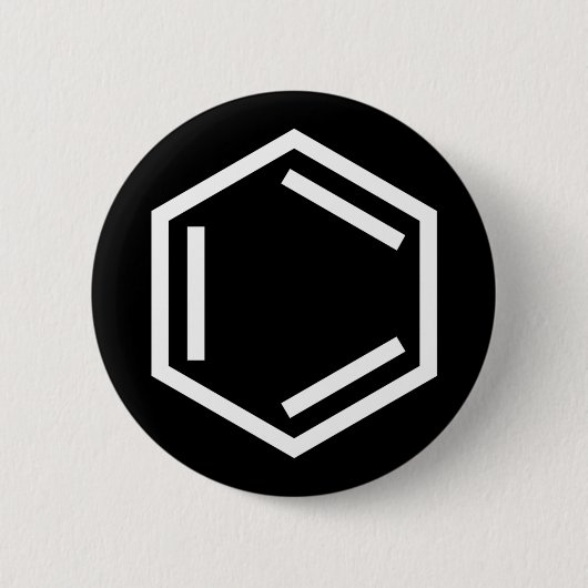BENZENE RING SYMBOOL RONDE BUTTON 5,7 CM (Voorkant)