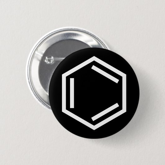 BENZENE RING SYMBOOL RONDE BUTTON 5,7 CM (Voorkant /achterkant)