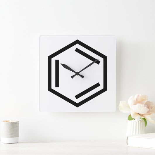 BENZENE RING SYMBOOL VIERKANTE KLOK (Huis)