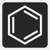 BENZENE RING SYMBOOL VIERKANTE STICKER (Voorkant)