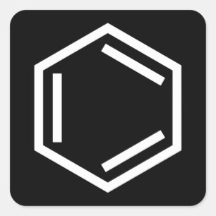 BENZENE RING SYMBOOL VIERKANTE STICKER