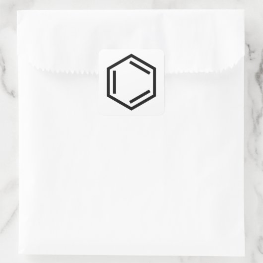 BENZENE RING SYMBOOL VIERKANTE STICKER (Tas)