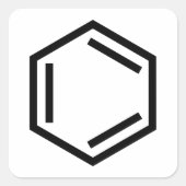 BENZENE RING SYMBOOL VIERKANTE STICKER (Voorkant)