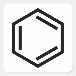 BENZENE RING SYMBOOL VIERKANTE STICKER