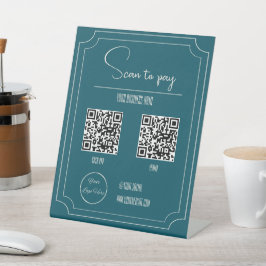 Benzine blauw 2 QR codes zakelijke scan te betalen Reclamebord Met Voetstuk