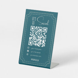 Benzine blauw QR code boutique scan me social medi Reclamebord Met Voetstuk