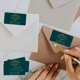 Benzine Groen Elegant Gouden Lijst Adresetiketten Etiket