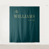 Benzine groen elegante stijlvolle bruiloft achterg wandkleed (Voorkant)