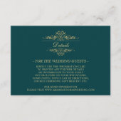 Benzine groen Golden Luxury Wedding Enclosure Kaar Informatiekaartje (Voorkant)