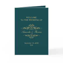 Benzine groen stijlvol gouden lijst huwelijksprogr