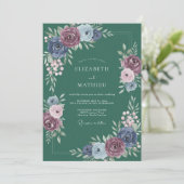 Benzine Pruim Ranunculus Eucalyptus Bruiloft Kaart (Staand voorkant)
