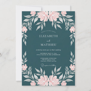 Benzine Roze Ranunculus Eucalyptus Bruiloft Kaart