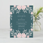 Benzine Roze Ranunculus Eucalyptus Bruiloft Kaart (Staand voorkant)