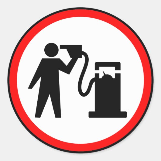 Benzine zelfmoord ronde sticker (Voorkant)