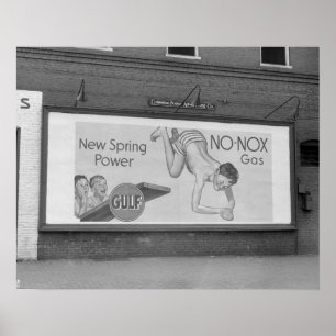 Benzinebillboard, 1941. Oude foto Poster