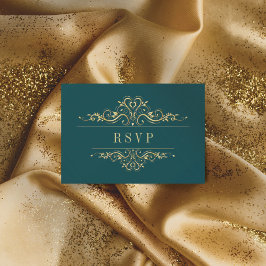 Benzinegroen Elegant Golden Lijst Luxury RSVP Kaartje