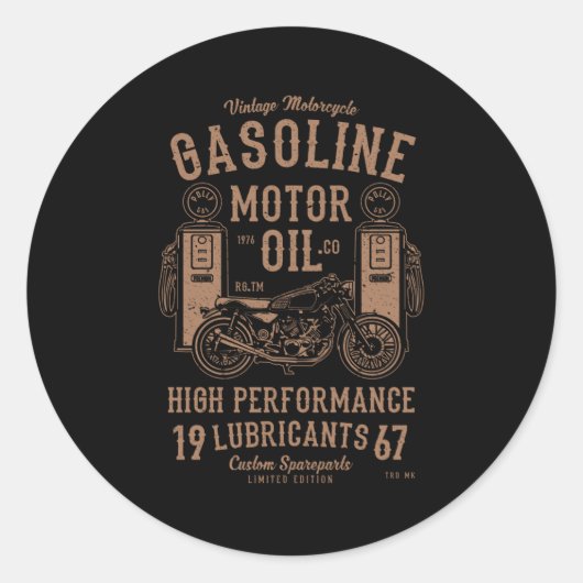 Benzinemotorolie Ronde Sticker (Voorkant)