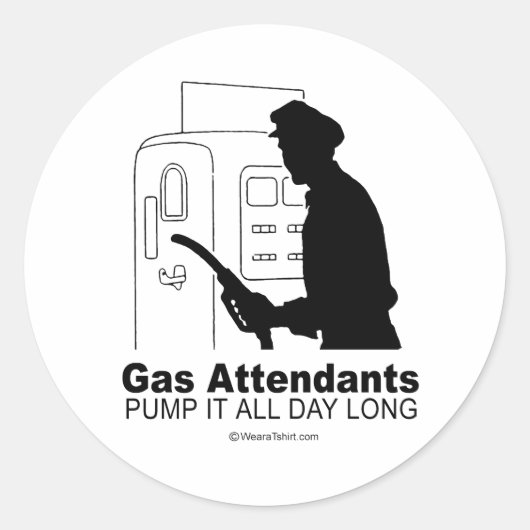 Benzinepomp Attendanten Ronde Sticker (Voorkant)