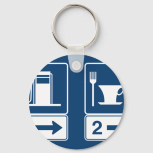 Benzinepomp en Diner Blauw Retro Wegbord Sleutelhanger