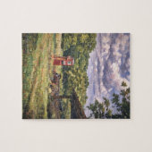 benzinepomp op een landelijk Boerderij Legpuzzel (Horizontaal)