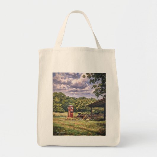 benzinepomp op een landelijk Boerderij Tote Bag (Voorkant)