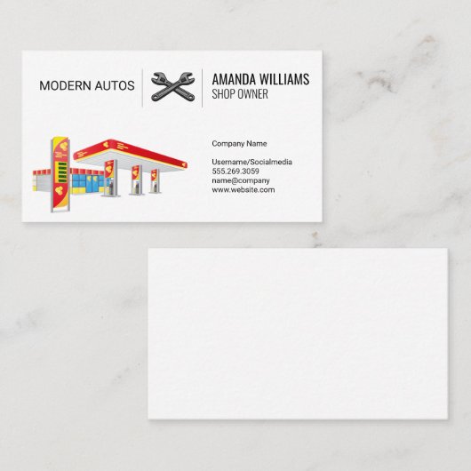 Benzinepomp | Winkel | Sleutels Visitekaartje (Voorkant / Achterkant)