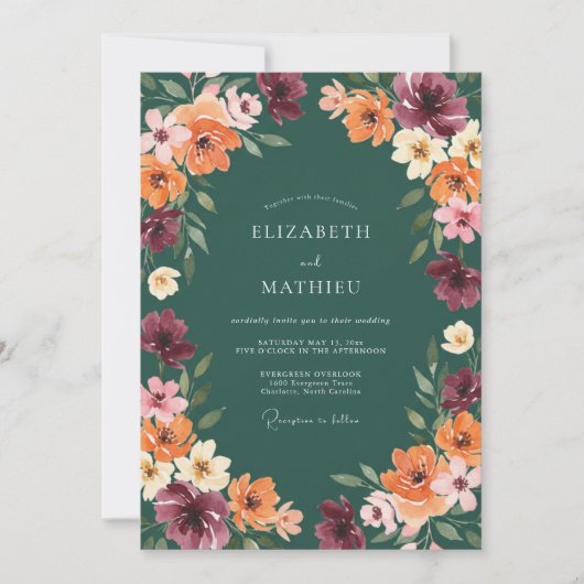 Benzinepruim Wilde Bloemen Bruiloft Kaart (Voorkant)
