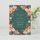 Benzinepruim Wilde Bloemen Bruiloft Kaart (Staand voorkant)