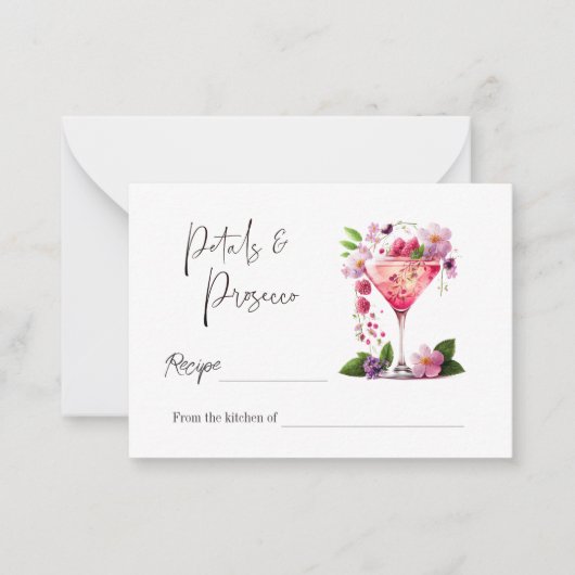 Benzines en Prosecco Floral Vrijgezellenfeest Reci Notitiekaartje (Voorkant)