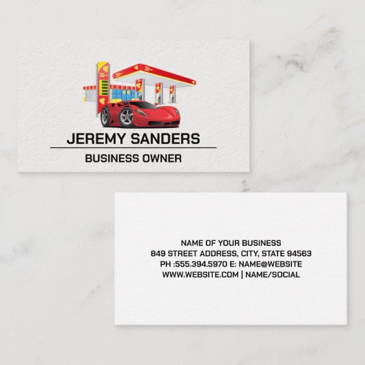 benzinestation | Sportauto | Autodiensten Visitekaartje (Voorkant / Achterkant)