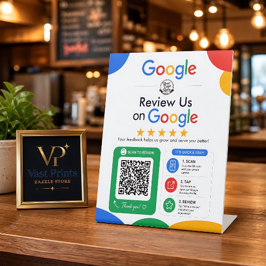 Beoordeel Ons Op Google QR Code Reclamebord Met Voetstuk