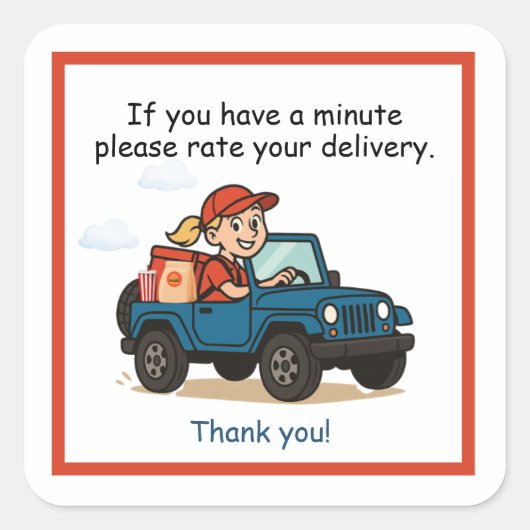Beoordeel uw levering Dank u bestuurder sticker (Voorkant)