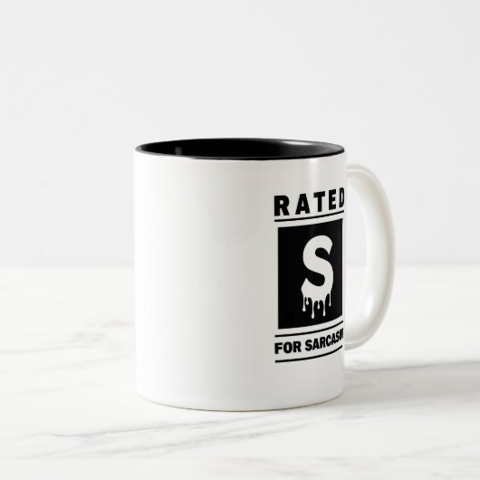 Beoordeeld als 'S' voor sarcasme Tweekleurige Koffiemok (Voorkant rechts)