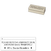 Beoordelen en verzoek ondertekenen + naam docent rubberstempel (Gestempeld)