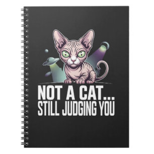 Beoordelende Sphynx Kat UFO Alien Sarcastische Kun Notitieboek