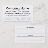 beoordeling door klant aanbevelingskaartje (Voorkant / Achterkant)