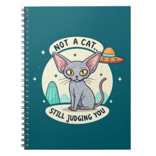 Beoordeling Sphynx Kat UFO Sarcastische Cartoon Ku Notitieboek