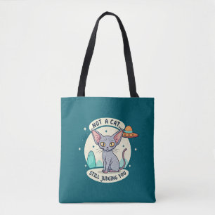 Beoordeling Sphynx Kat UFO Sarcastische Cartoon Ku Tote Bag
