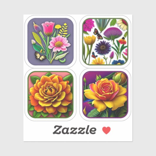 Beoordeling van wilde Rozen en bloemen #1 Sticker (Vel)