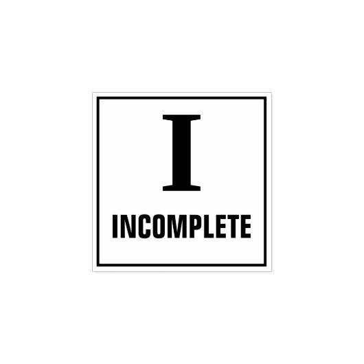 Beoordelingsstempel van de leerkracht: I - INCOMPL Rubberstempel (Afrduk)