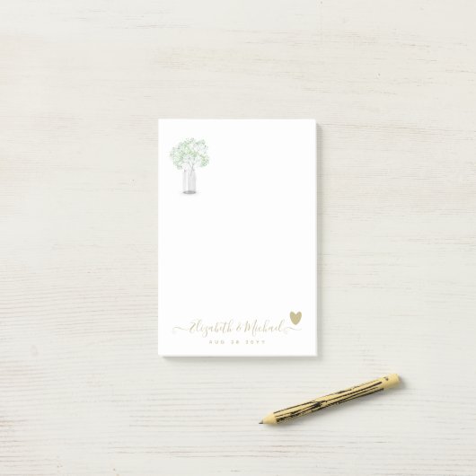 BEORGANIZED TROUWPLANNER Gypsophila Gold Hart Post-it® Notes (Op bureau)